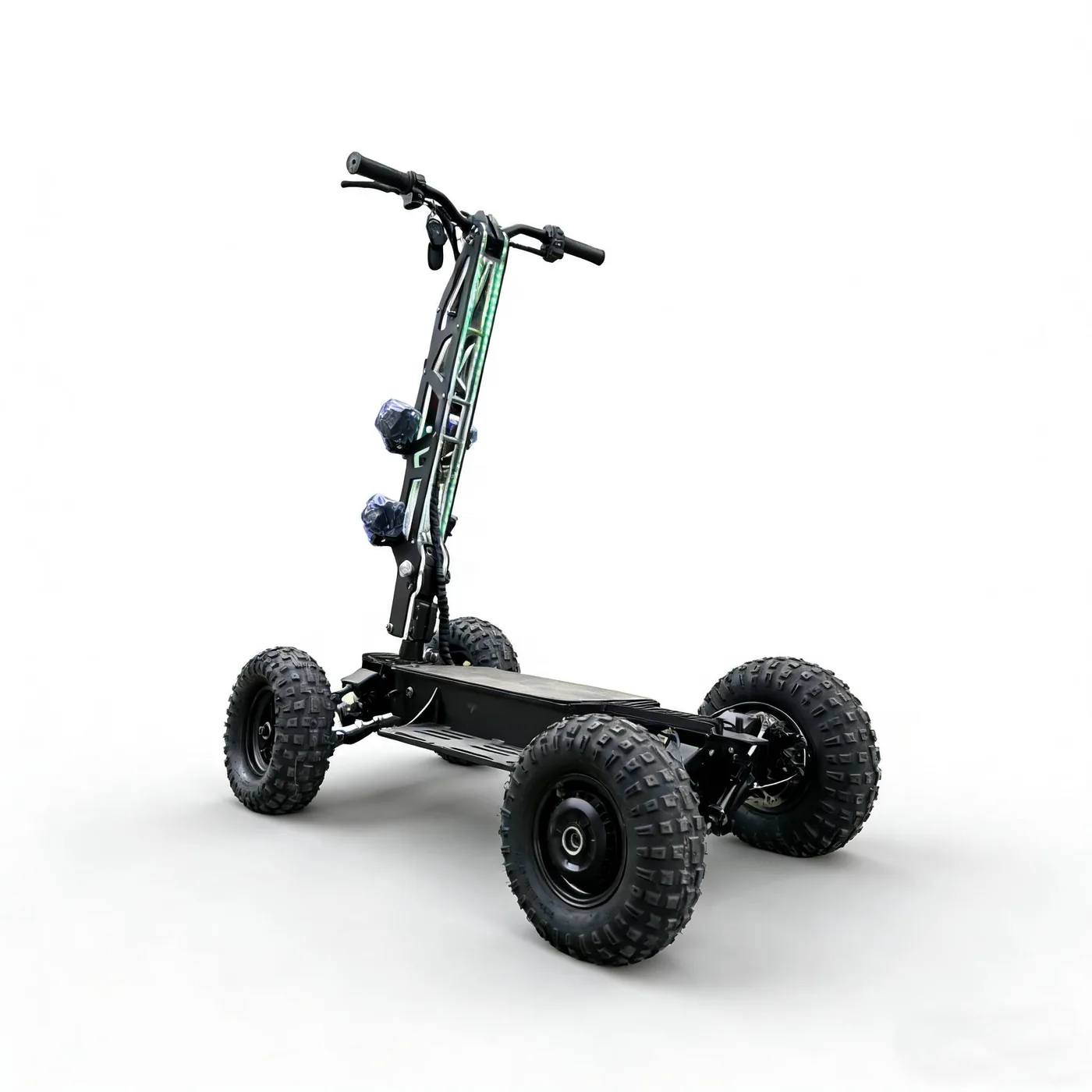 Off-road electric scooter rear three-quarter view
